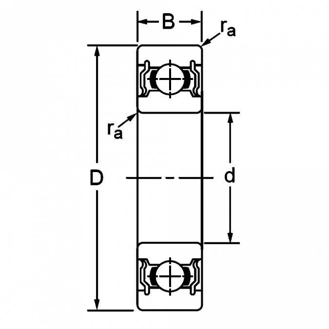Однорядный шариковый подшипник 6207 ZZ (80207)